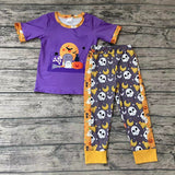 SALE BSPO0018 Halloween Pumpkin Skull Purple Boy's Set