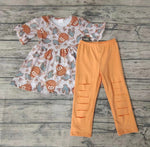 New Cow Cattle Cactus Orange Hole Design Girl's Set