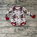 LR0022 Red Long Sleeves Baby Bubble Cute Girl's Romper