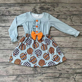 GLD0007 Halloween Pumpkin Leopard Girl's Dress