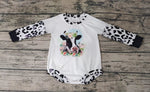 Cow White Long Sleeves Baby Bubble Cute Girl's Romper LR0026