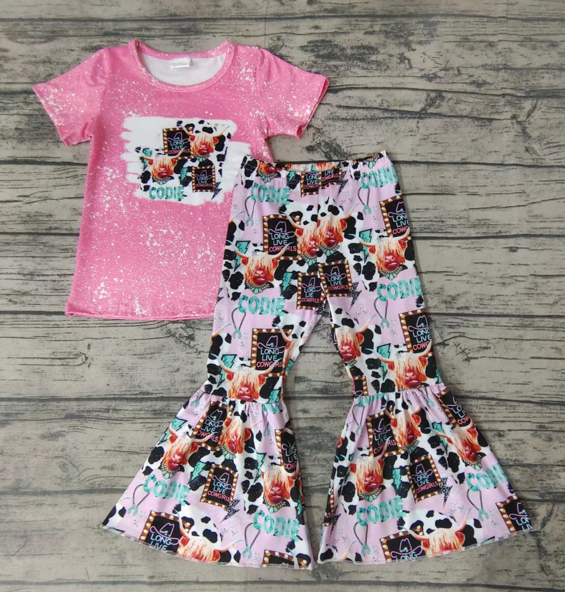 Codie Cow COWGIRLS CODIE Pink Cow Girl's Set – Amy yu garments wholesale