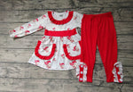 Christmas Santa Red Cute With Pockets Girl's Set