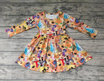 SALE GLD0015 Halloween Pumpkin Orange Cartoon mouse big ear Girl's Dress
