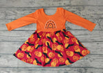 GLD0016 Halloween Pumpkin Orange Bat Girl's Dress