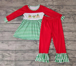 Christmas Green Red Stripe Cute Girl's Set