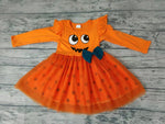 SALE GLD0019  Halloween Orange Dots Tulle With Bow Girl's Dress