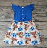 GSD0124 New Blue Cow Flower Girl's Dress