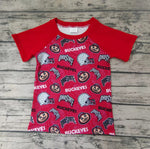 BT0028 Boy's Red Football Team Short Sleeves Shirt Top