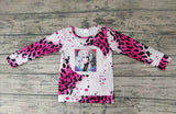 Girl's Pink Leopard Movie characters Tie Dry Shirt Top