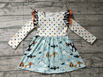 SALE GLD0022 Halloween Pumpkin Ghost Dots With Pockets Girl's Dress