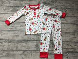 BLP0028 Green animal Christmas Red Boy's Set Pajamas