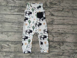 SR0071 Western COWBOY Cow Cactus Pocket Baby Cute Boy's Romper