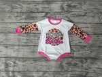 WESTERN Baby Letter Leopard Pink Long Sleeves Baby Bubble Cute Girl's Romper