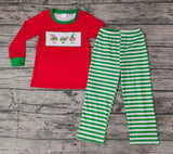 Christmas Little People Green Red Stripe Cute Boy's Set