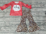 SALE GLP0103 Winter Snowman Red Leopard Ruffles Girl's Set