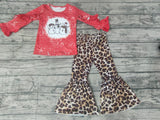 SALE GLP0103 Winter Snowman Red Leopard Ruffles Girl's Set