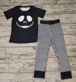 BSPO0023 Halloween Skull Black Stripe Boy's Set