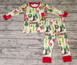 BLP0052 Christmas Green Tree Cartoon Red Boy's Set Pajamas