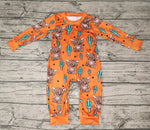 Western Cowboy Cow Cactus Orange Baby Cute Boy's Romper