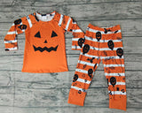 Halloween Pumpkin Orange Stripe Girl's Boy's Set Pajamas parent-child clothing