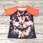 BT0043 Boy's Halloween Short Sleeves Tie Dry Orange Cute Shirt Top