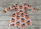 GLD0065 Halloween Pumpkin Long Sleeves Girl's Dress