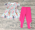 Deer Floral Pink Flower Cute Girl's Set