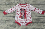 LR0077 Halloween Long Sleeves Red Baby Bubble Girl's Romper