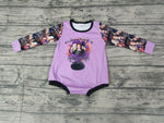 Halloween Long Sleeves Cartoon Purple Baby Bubble Girl's Romper