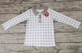 Boy's Thanksgiving Turkey Pullover Grey Plaid Cute Shirt Top