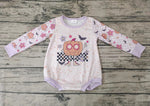 Halloween Long Sleeves Flower Purple Plaid Baby Bubble Girl's Romper