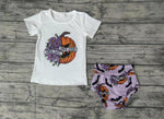 SALE GBO0062 Halloween sorta sweet spooky Flower Pumpkin Baby Bummie Girl's Set