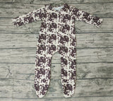 SALE LR0068 Western Brown Zipper Sleepers Cow Cute Baby Girl's Boy's Romper