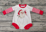LR0104 Santa Claus Candy Canes Red Stripe Baby Bubble Girl's Romper