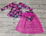 SALE GLD0080 Halloween Pumpkin Deep Pink Baby Cute Tulle Girl's Bummie Set