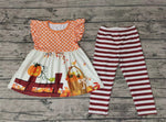 Fall Pumpkin Basket Dots Stripe Girl's Set