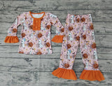 Halloween Pumpkin Ghost Orange Girl's Set Pajamas