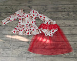 SALE GLD0092 Christmas Santa Claus Tree Red Baby Cute Tulle Girl's Bummie Set