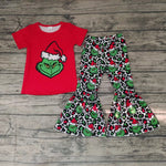 New Christmas Red Green Leopard Girl's Set