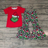 GSPO0162 New Christmas Red Green Leopard Girl's Set