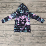 Halloween Skull Scary Black Hoodie Boy's Shirt Top