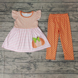 Fall Pumpkin Orange Dots Cute Girl's Set