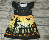 Halloween Pumpkin Black Spider Web Girl's Dress