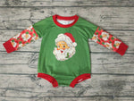 Christmas Santa Claus Green Red Plaid Baby Bubble Girl's Romper