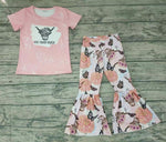 SALE GSPO0082 Not Today Heifer Butterfly Pink Cow Girl's Set