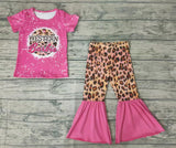GSPO0125 Baby Letter Western Leopard Bright Pink Girl's Set
