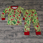 BLP0073 Merry Christmas Candy Canes Cartoon Red Boy's Set Pajamas