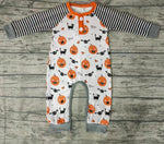 BOO Pumpkin Bat Stripe Orange Baby Cute Boy's Romper