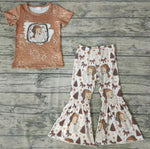 SALE GSPO0181 Christmas Santa Claus Tree Leopard Brown Girl's Set